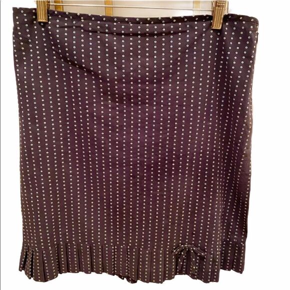 LOFT Cotton Dotted Skirt Flat Ruffle Hem & Bow 8 - Picture 1 of 5